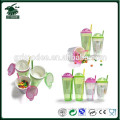 High and safety material plastic cup wiht straw,straw cup
